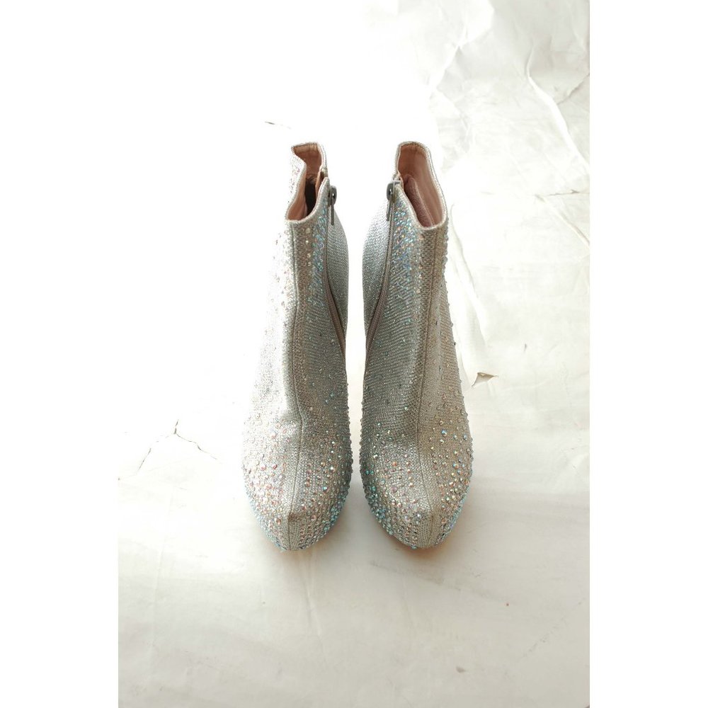 Crystal Silver Booties Boots Stiletto Heel Costume